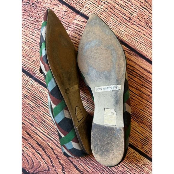J Crew Audrey Flats Ratti Graphic Diamond‎ Print Green Brown - Picture 11 of 15